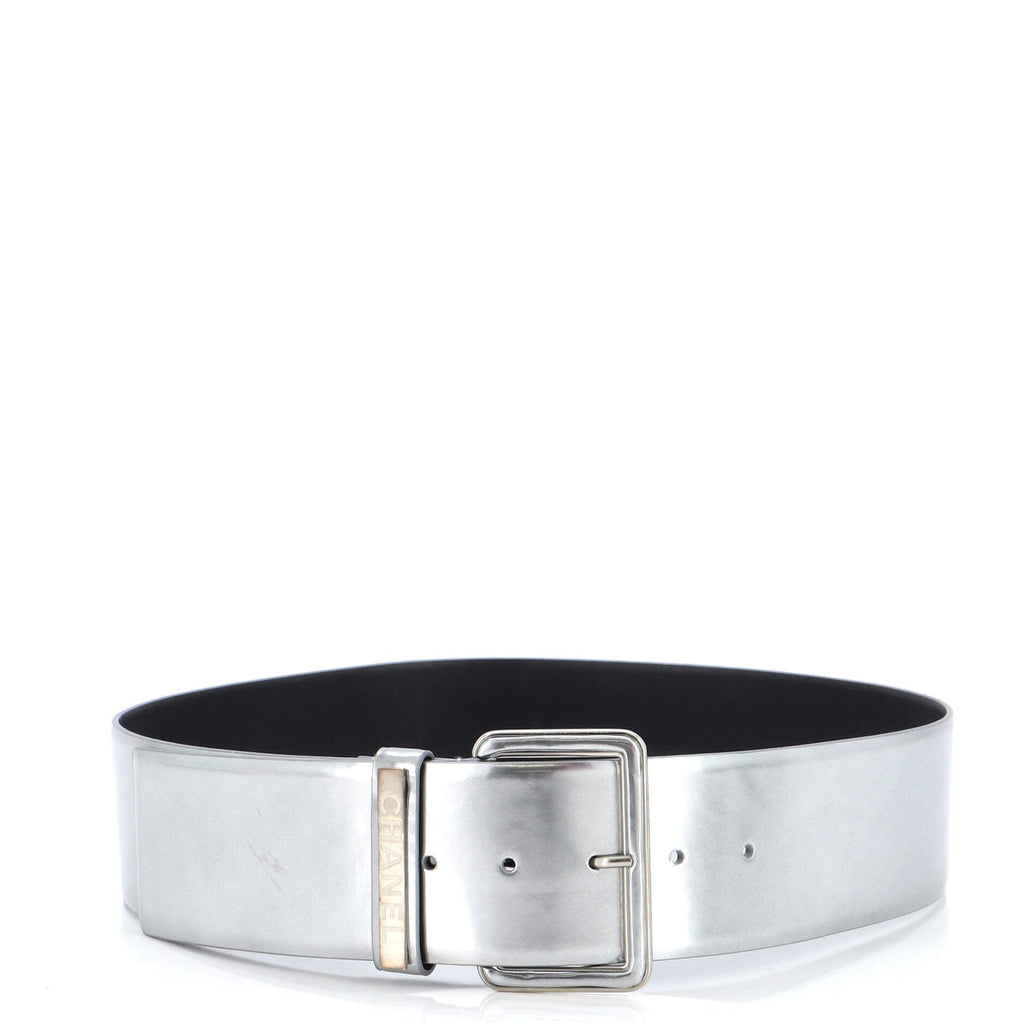 Metal Logo Belt Leather Wide 85
