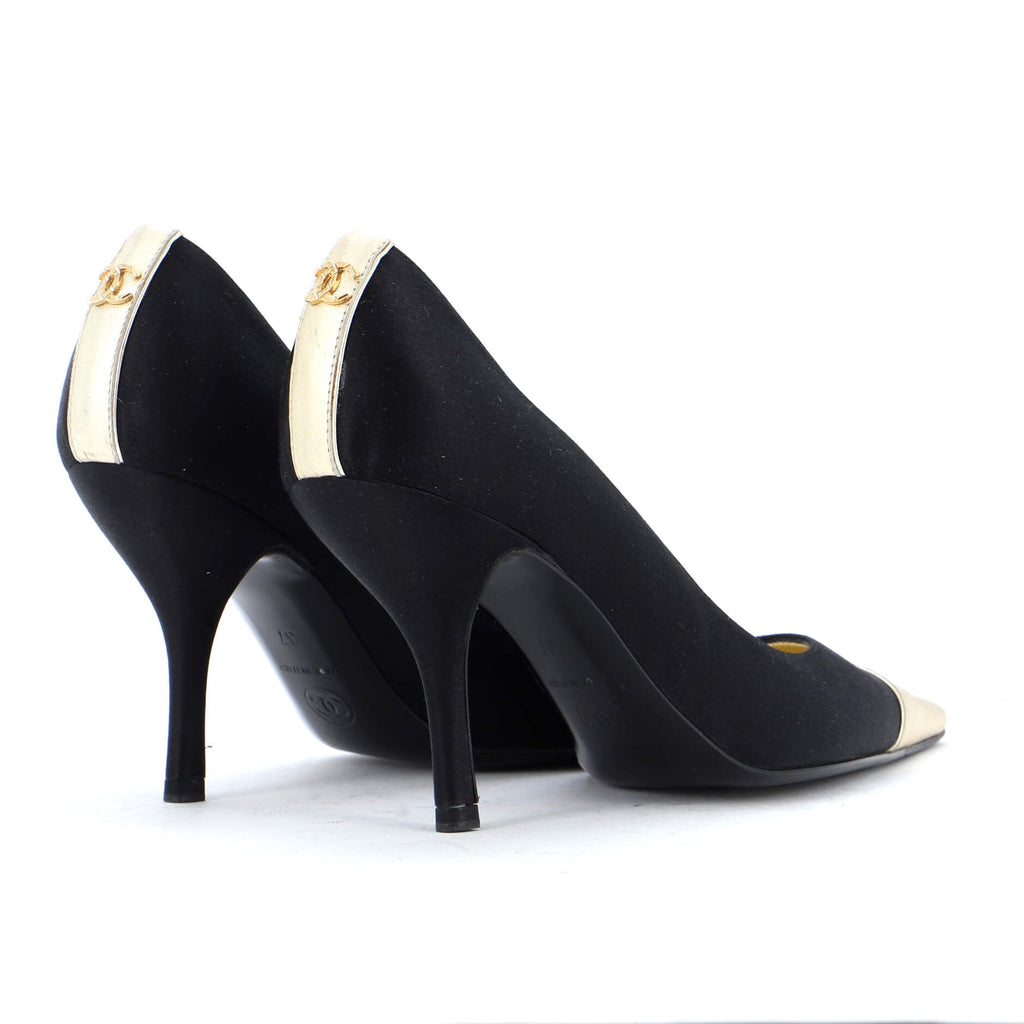 Women's CC Cap Toe Pumps Silk with Leather