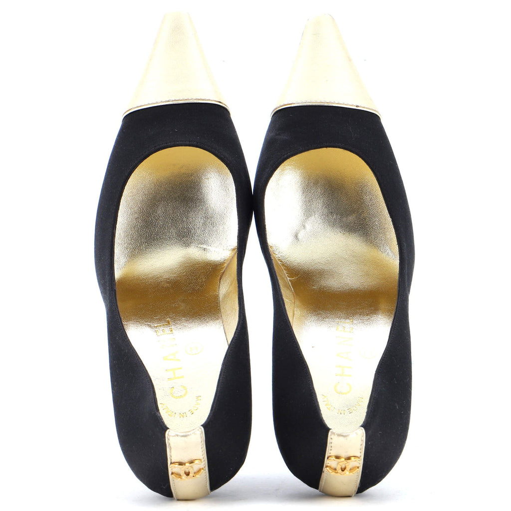 Women's CC Cap Toe Pumps Silk with Leather