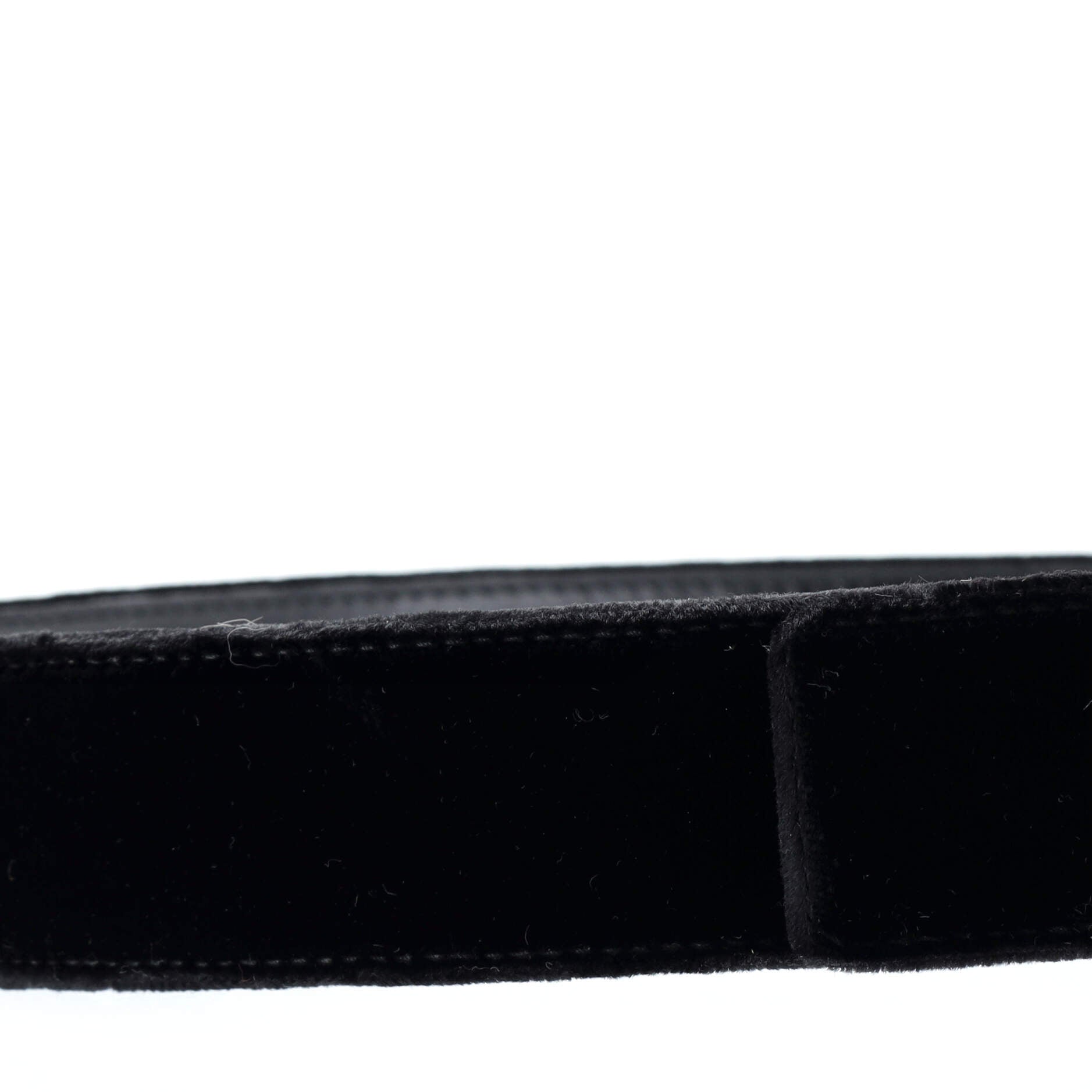 CC Shield Buckle Belt Crystal Embellished Metal and Velvet 80