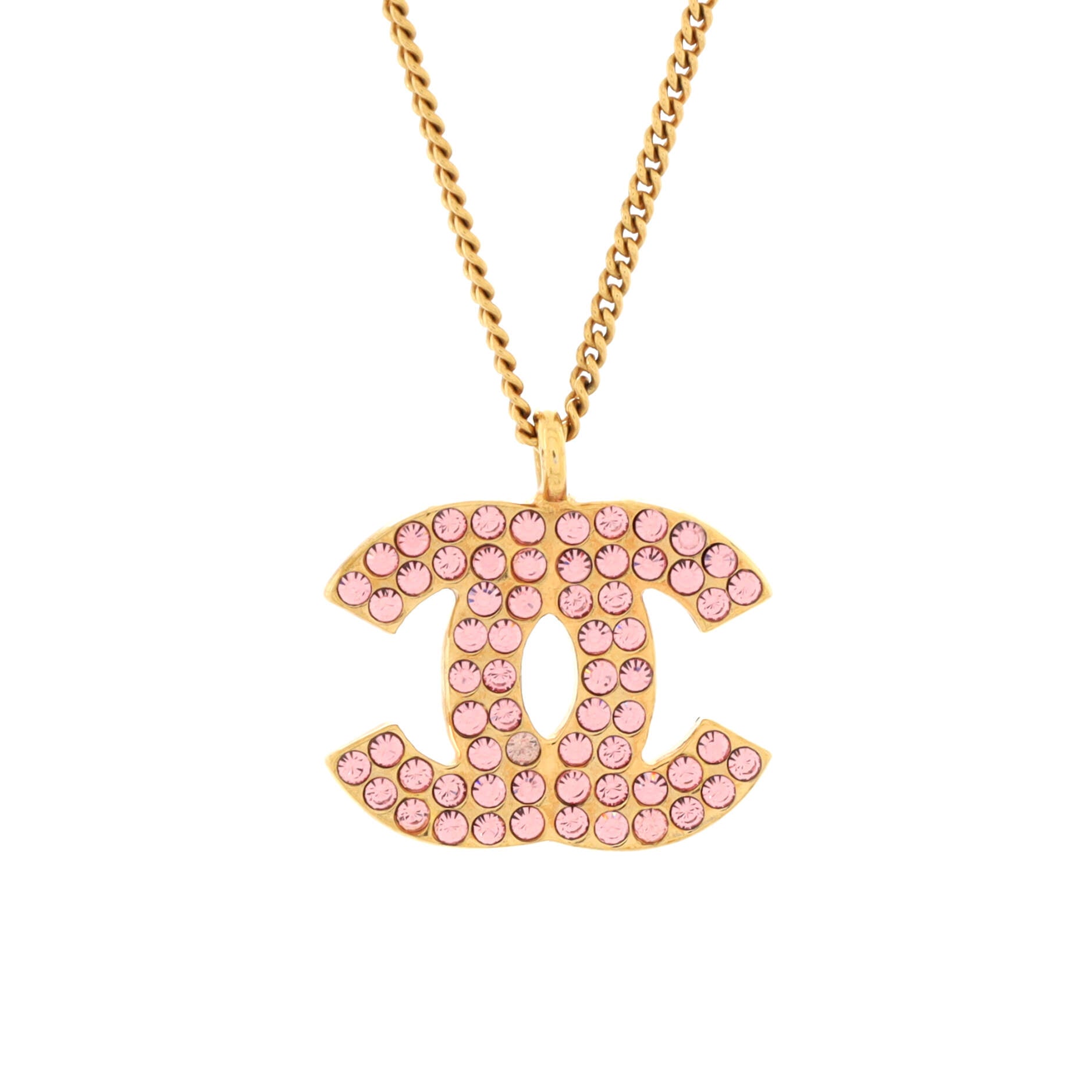 CC Pendant Necklace Metal with Crystals