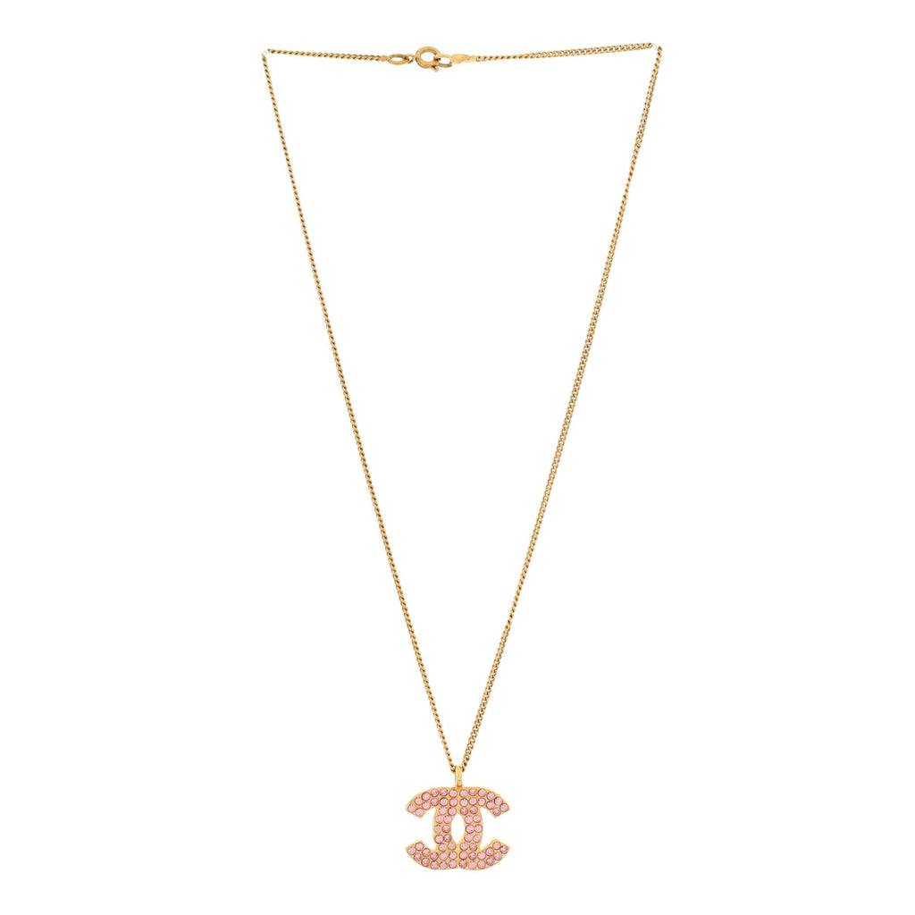 CC Pendant Necklace Metal with Crystals