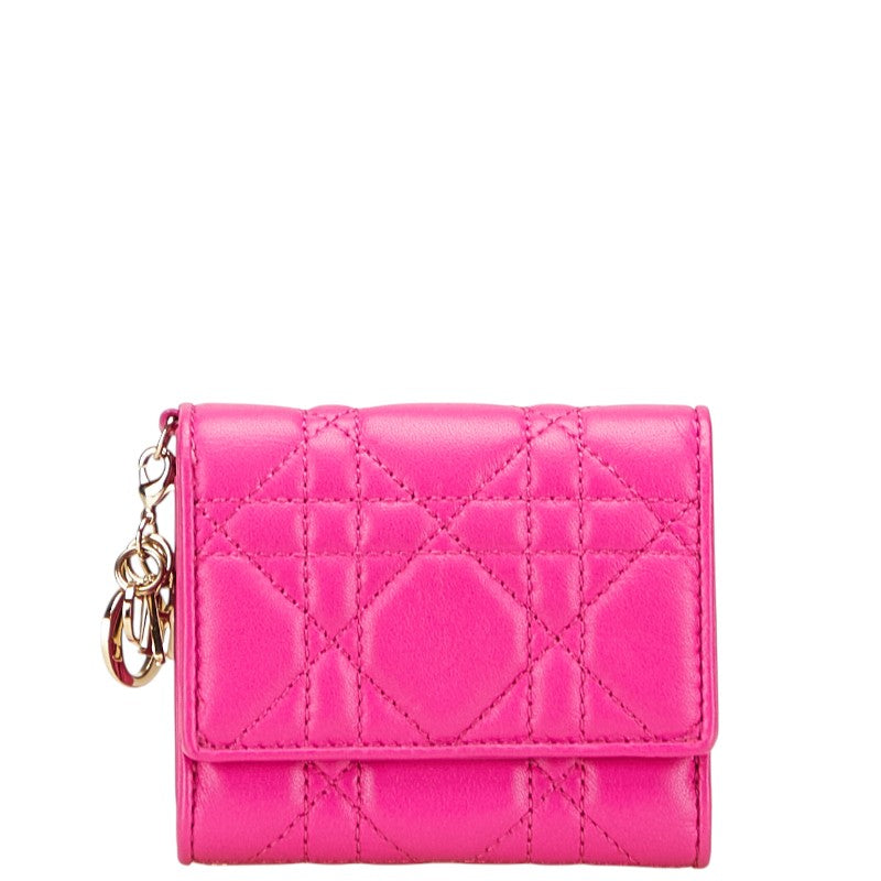 Dior Lady Dior Cannage Leather Trifold Wallet