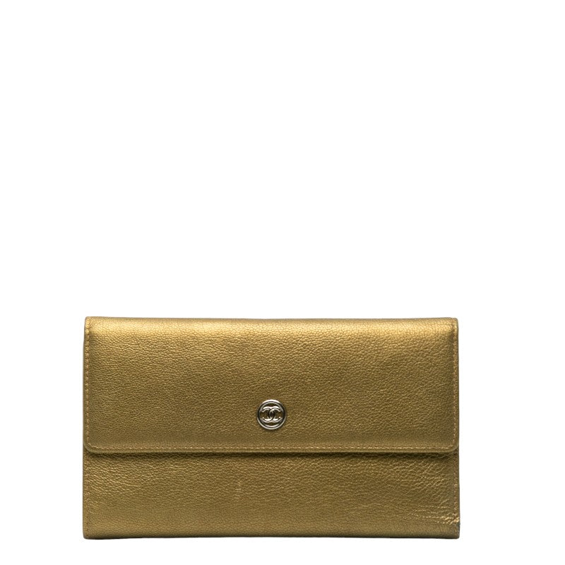 Chanel Coco Mark Leather Long Wallet