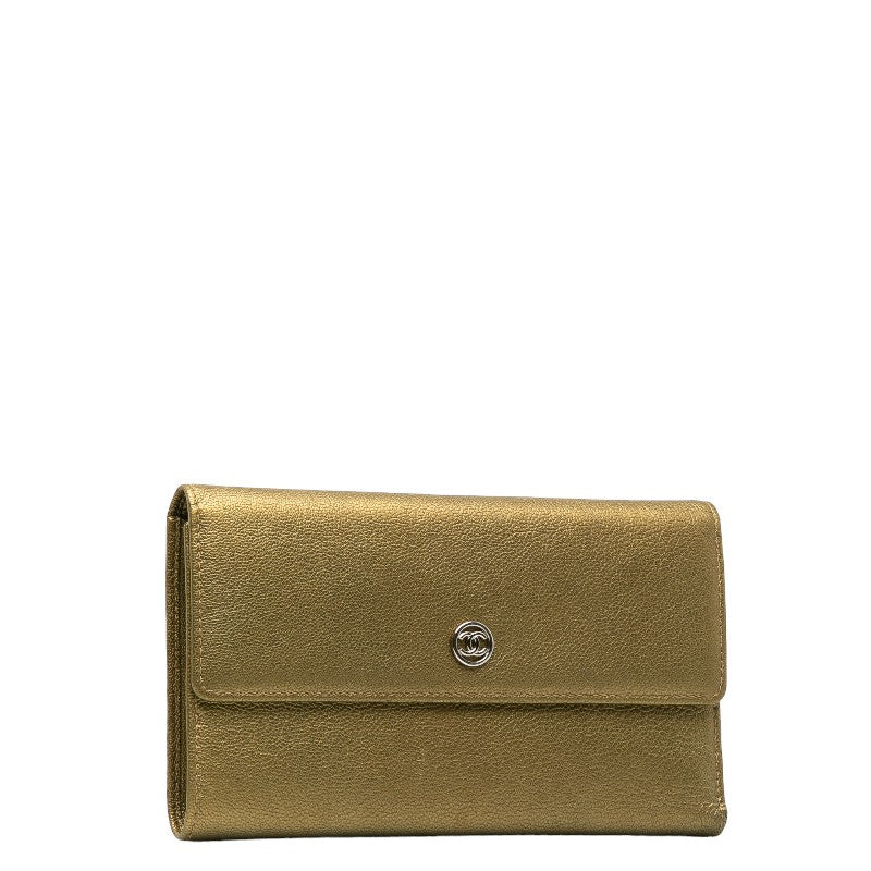 Chanel Coco Mark Leather Long Wallet