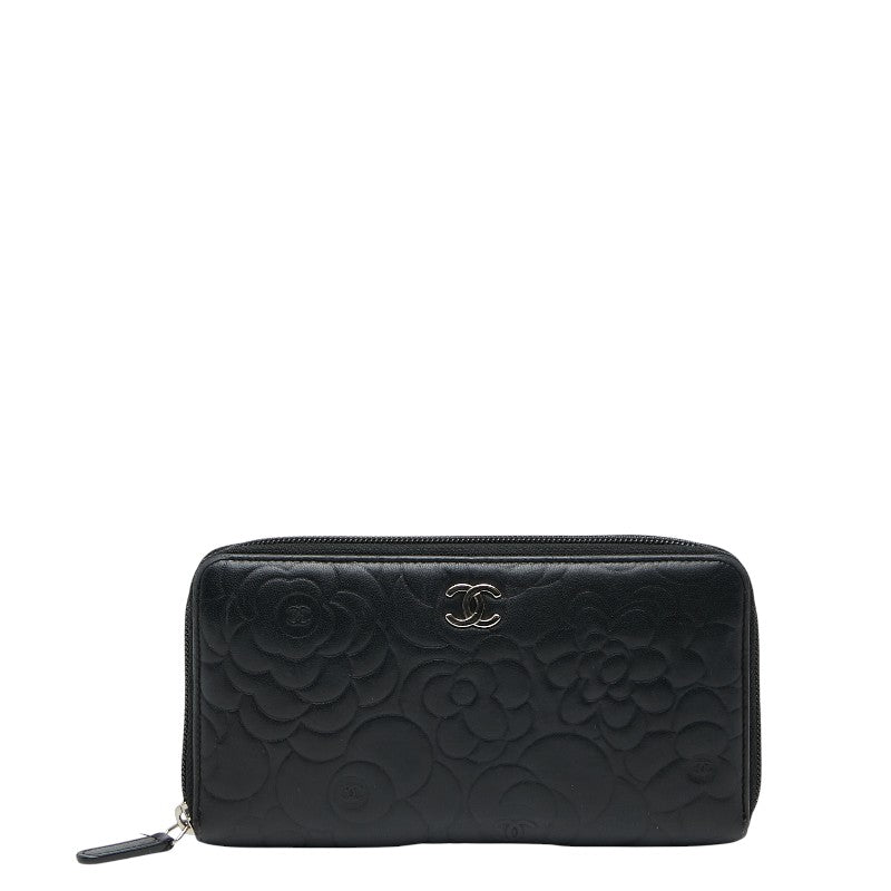 Chanel Coco Mark Camellia Lambskin Long Wallet