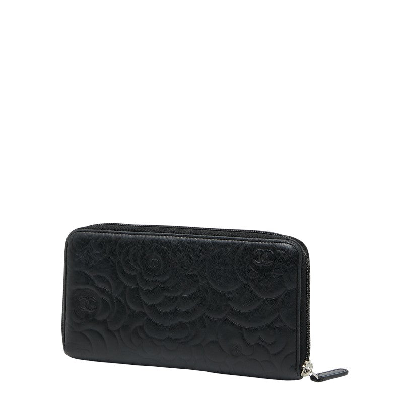 Chanel Coco Mark Camellia Lambskin Long Wallet