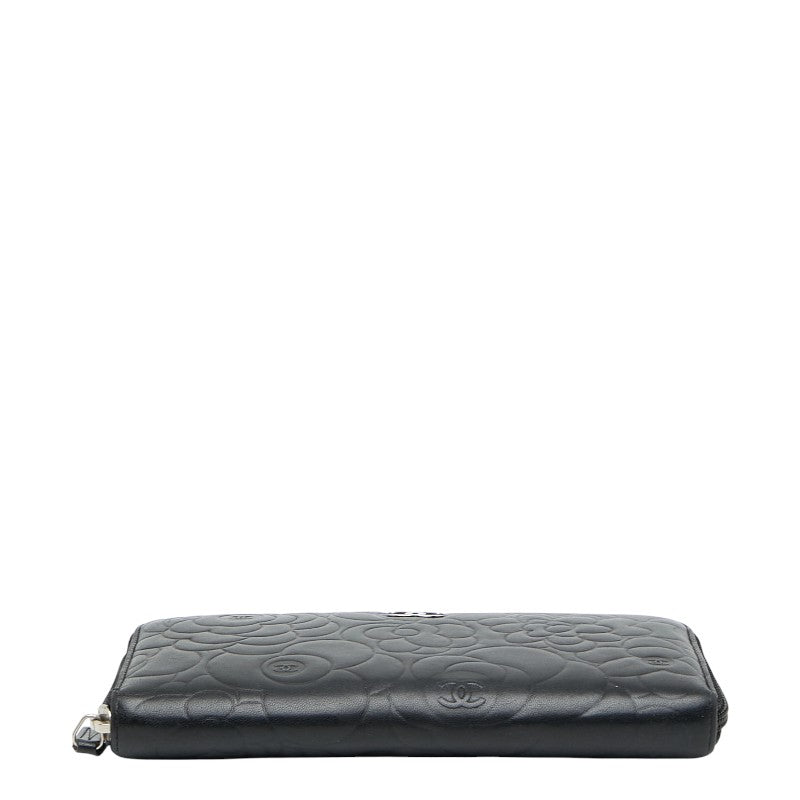 Chanel Coco Mark Camellia Lambskin Long Wallet