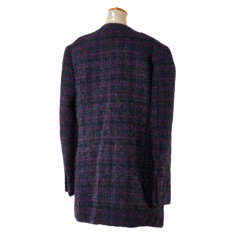 Chanel Coco Mark Check Silk Wool Nylon Jacket