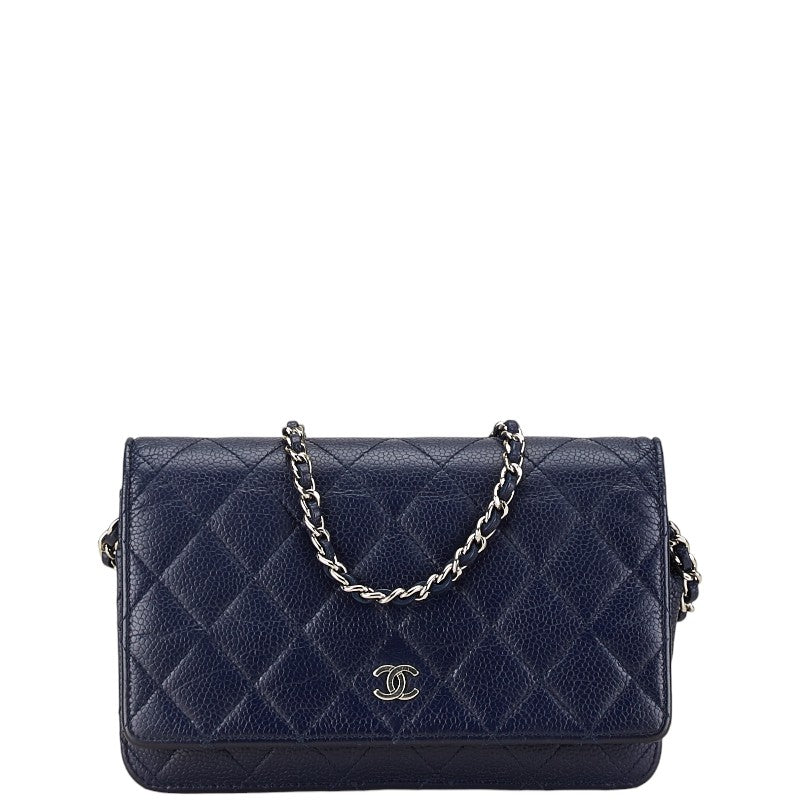 Chanel Coco Mark Matelasse Caviar Skin Wallet on Chain