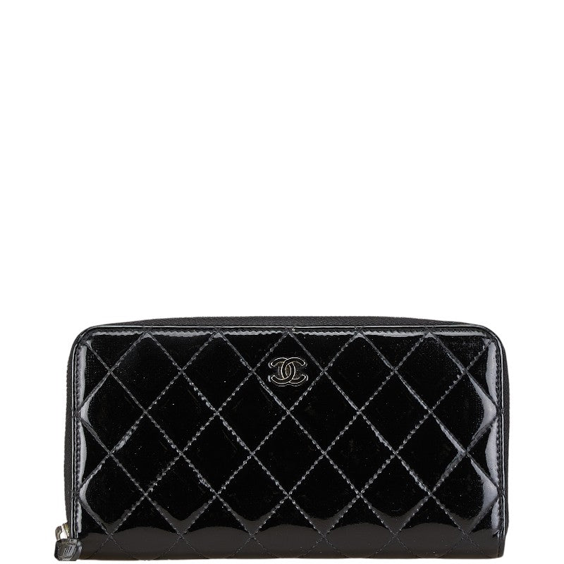 Chanel Coco Mark Matelassé Patent Leather Long Wallet