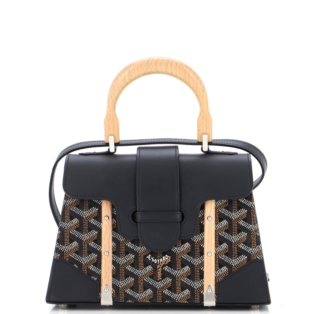 Structured Saigon Top Handle Bag Coated Canvas with Leather Mini