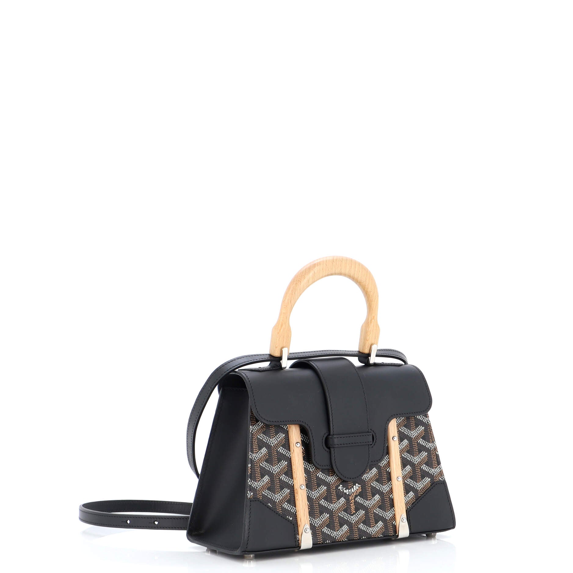Structured Saigon Top Handle Bag Coated Canvas with Leather Mini