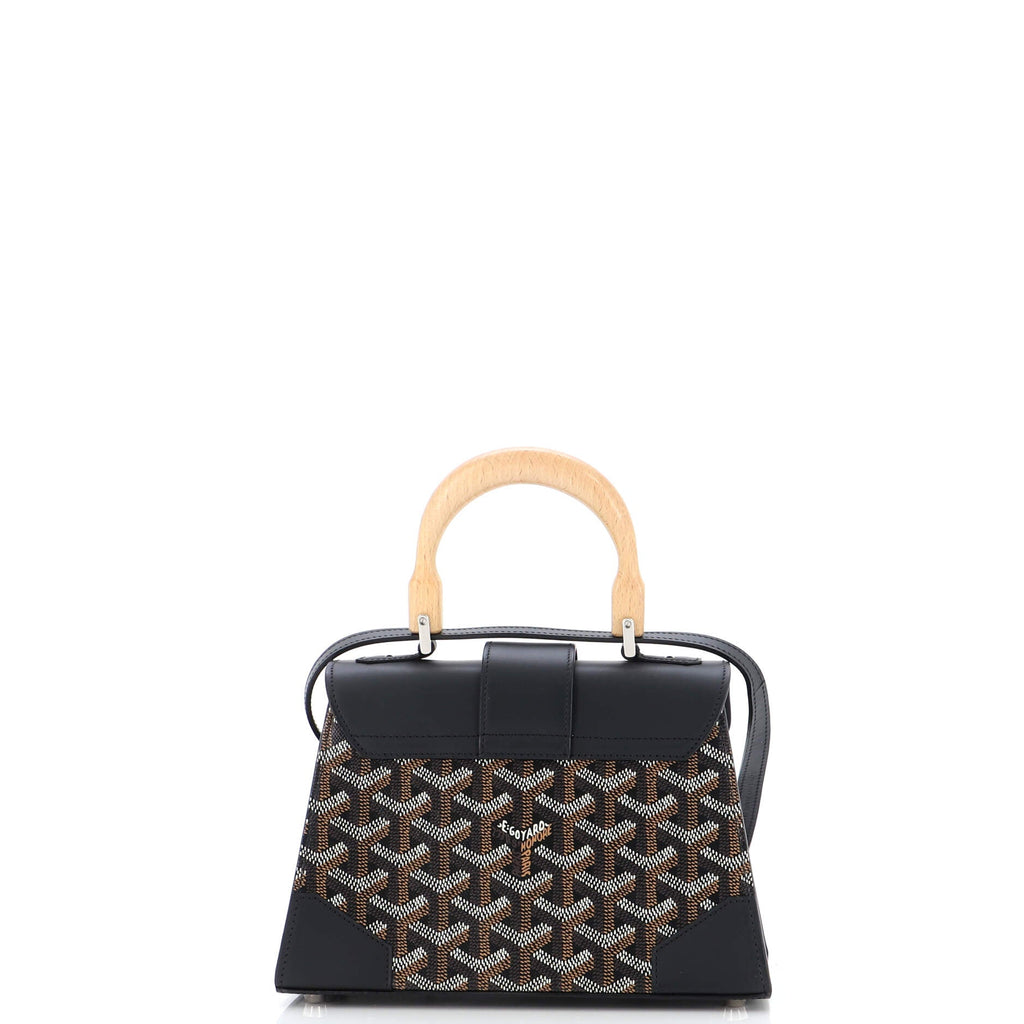 Structured Saigon Top Handle Bag Coated Canvas with Leather Mini