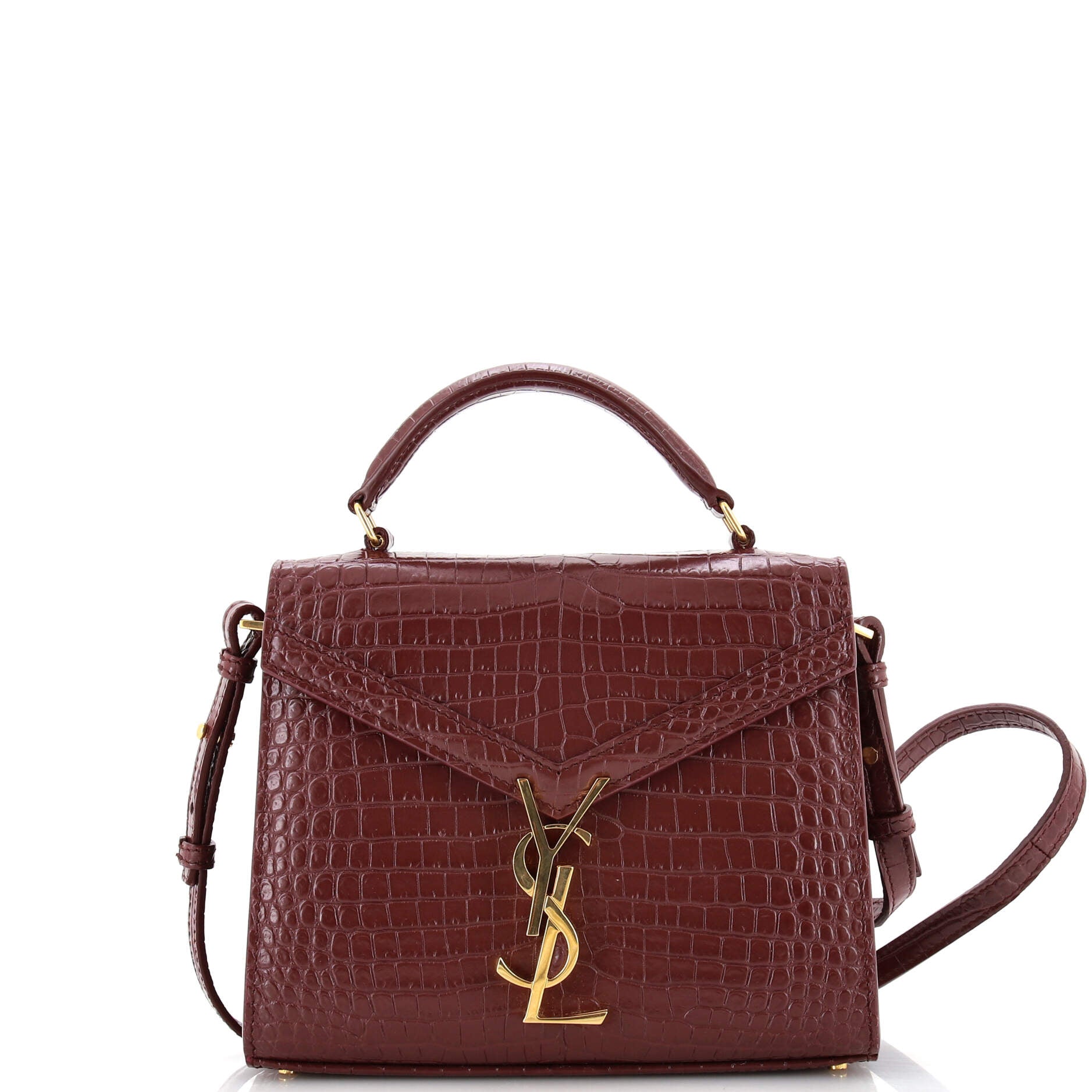 Cassandra Top Handle Bag Crocodile Embossed Leather Mini