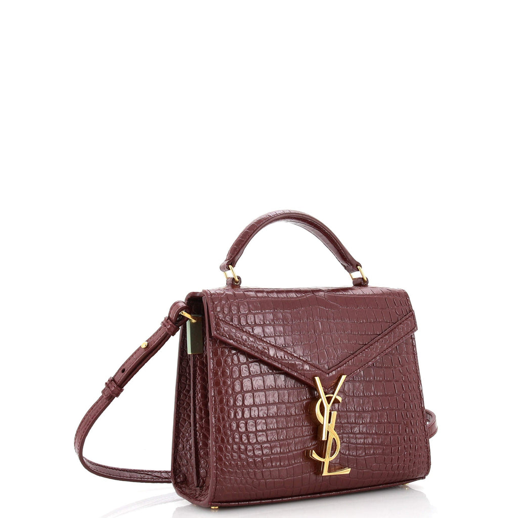 Cassandra Top Handle Bag Crocodile Embossed Leather Mini