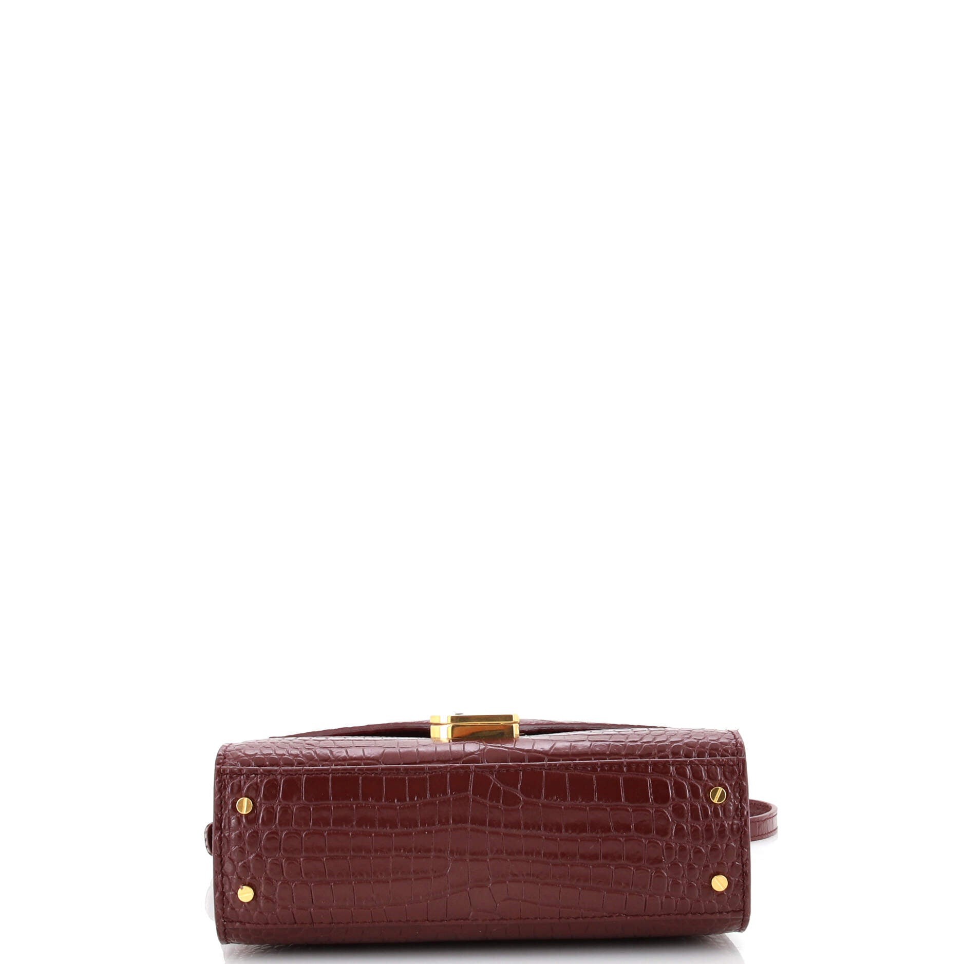 Cassandra Top Handle Bag Crocodile Embossed Leather Mini