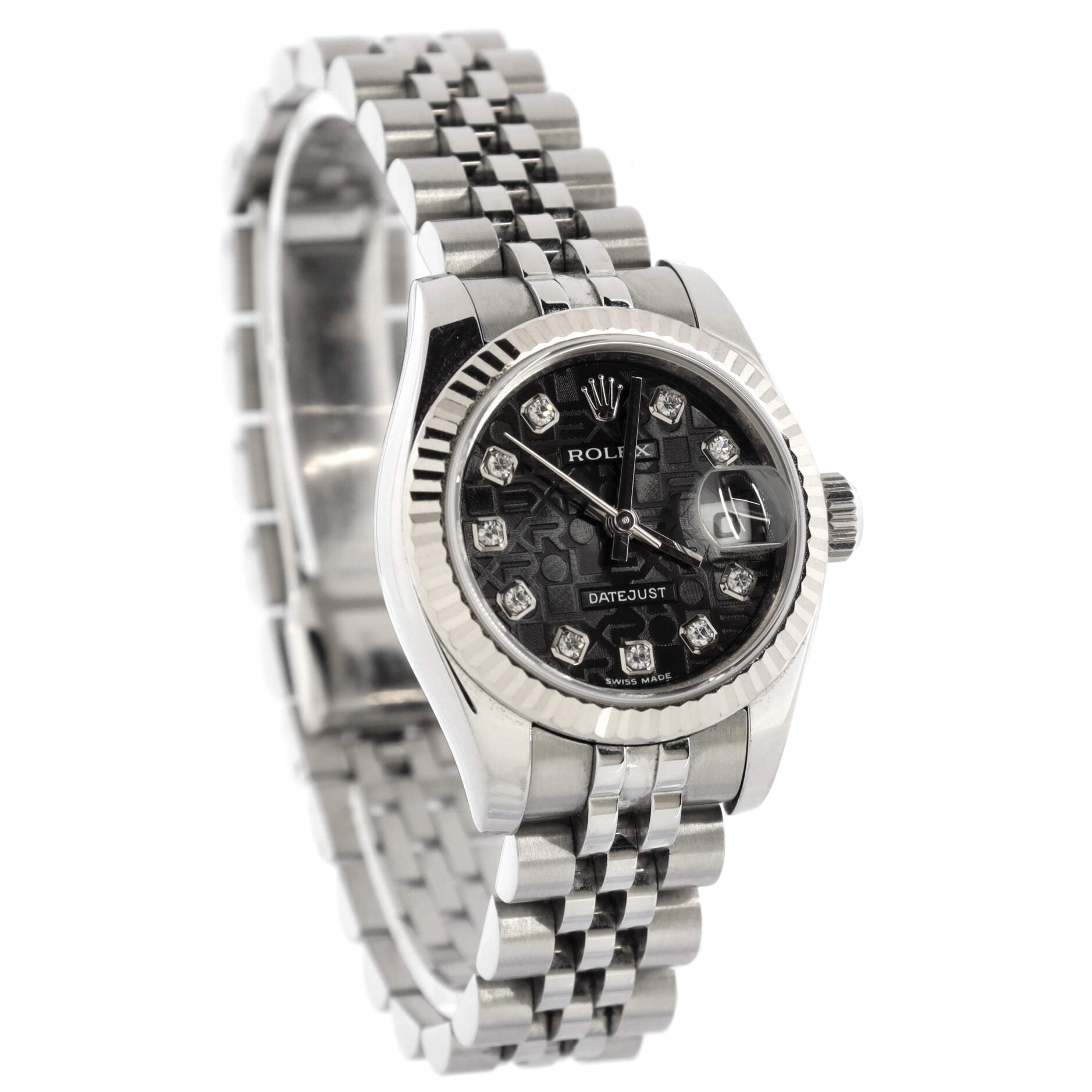 Oyster Perpetual Datejust Automatic Watch Stainless Steel and White Gold with Diamond Markers 26