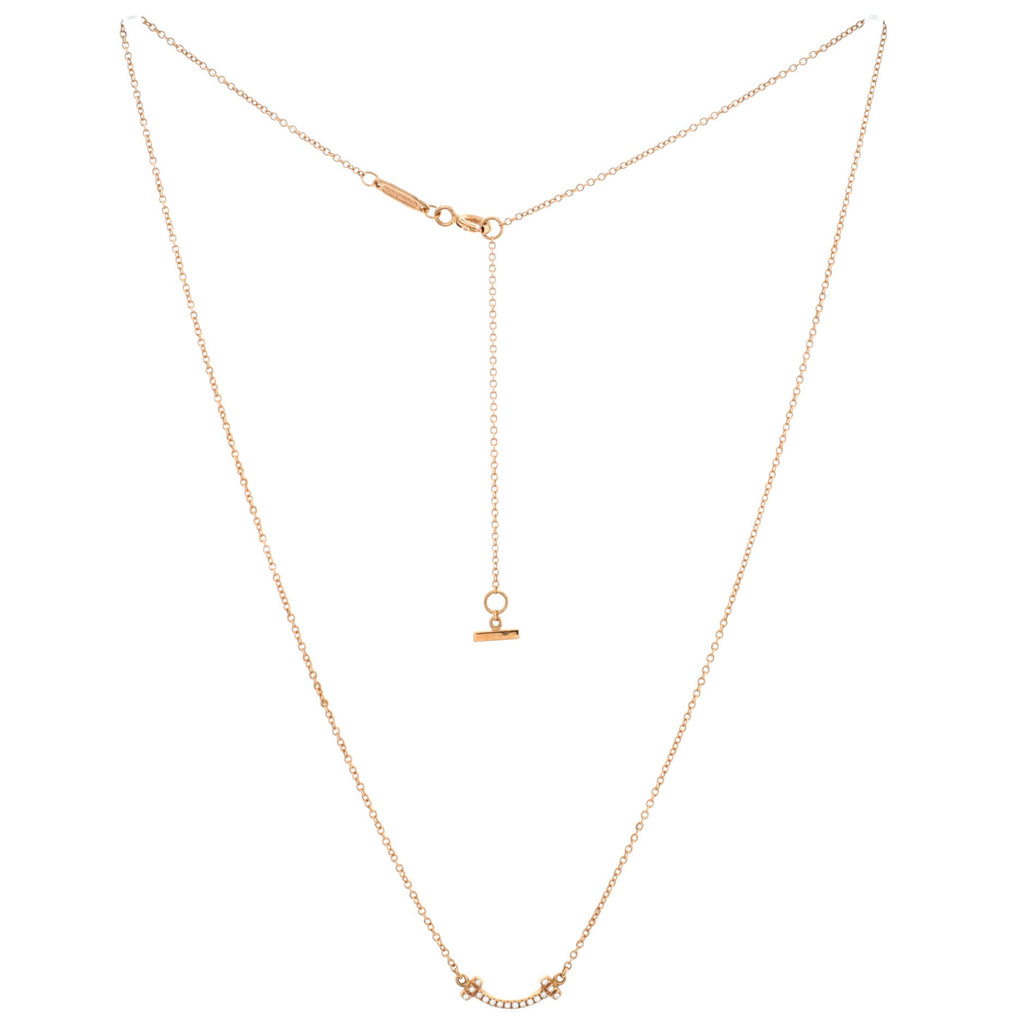 T Smile Pendant Necklace 18K Rose Gold with Diamonds Mini