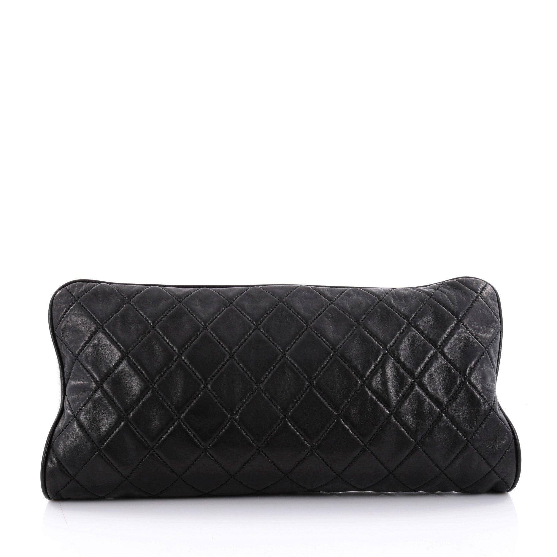 Pearl Clasp Frame Clutch Quilted Lambskin Large