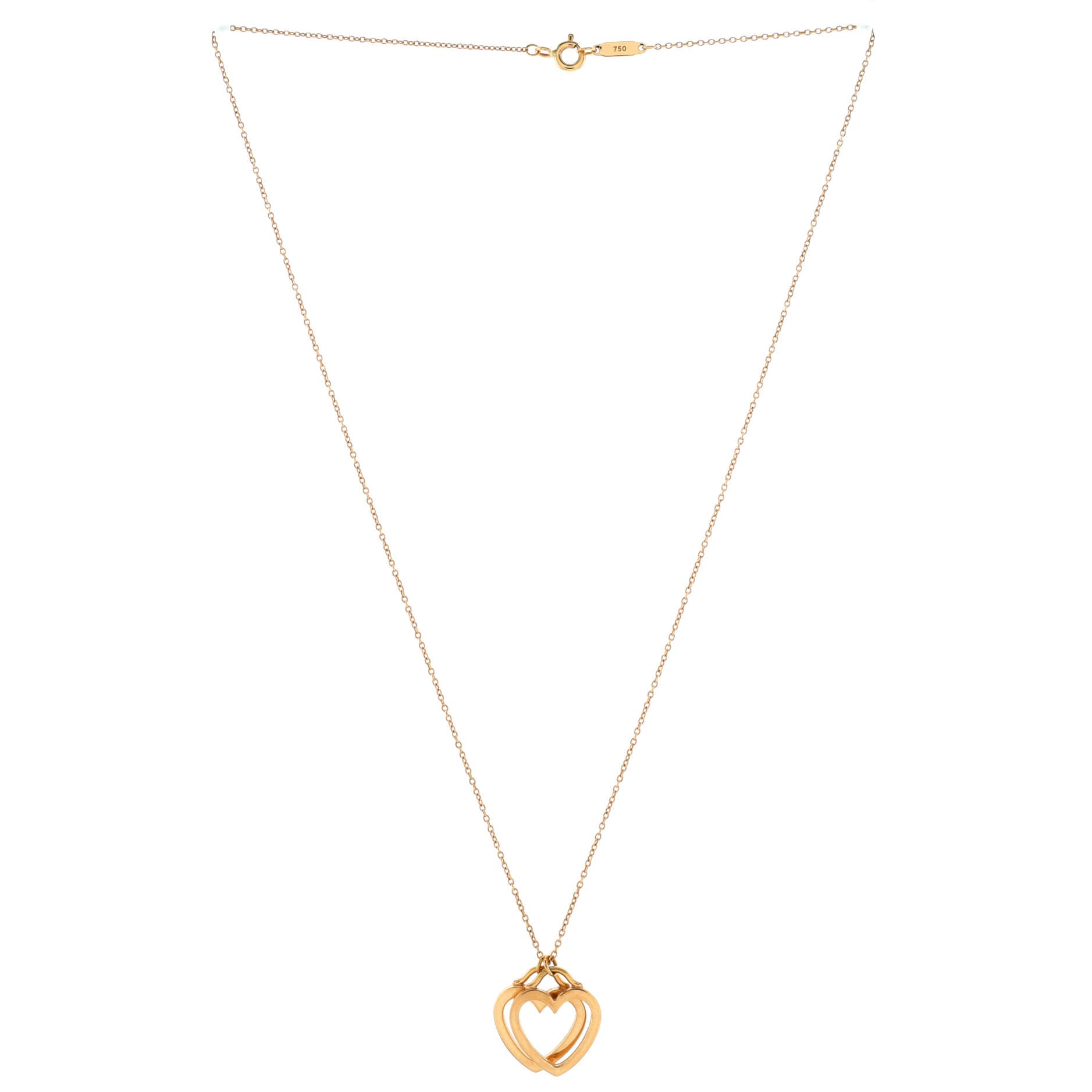 Sentimental Double Heart Pendant Necklace 18K Rose Gold