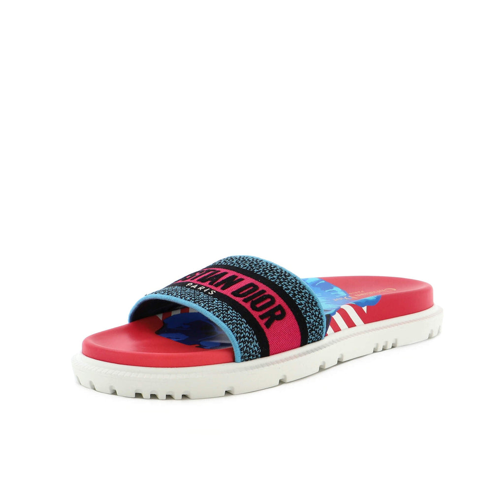 Women's Dway Slide Sandals Embroidered Canvas and Rubber