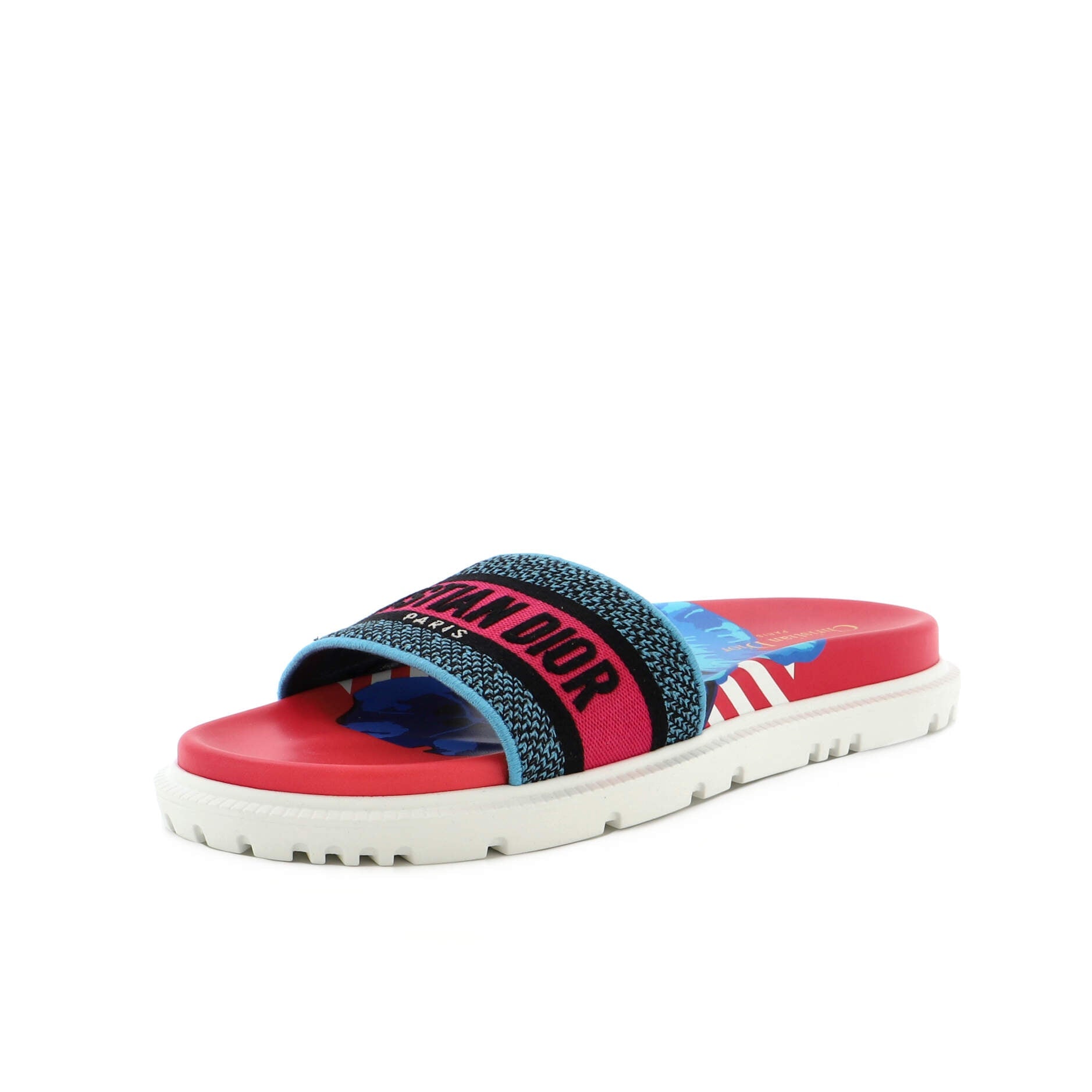Women's Dway Slide Sandals Embroidered Canvas and Rubber