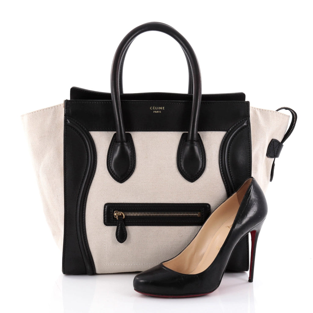 Luggage Handbag Canvas and Leather Mini