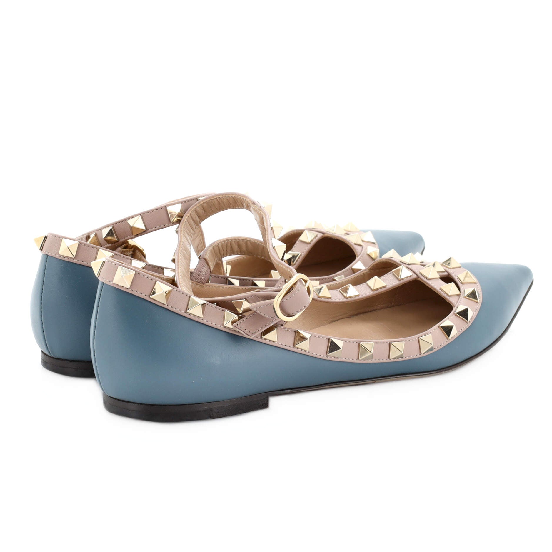 Women's Rockstud Caged Ballerina Flats Leather