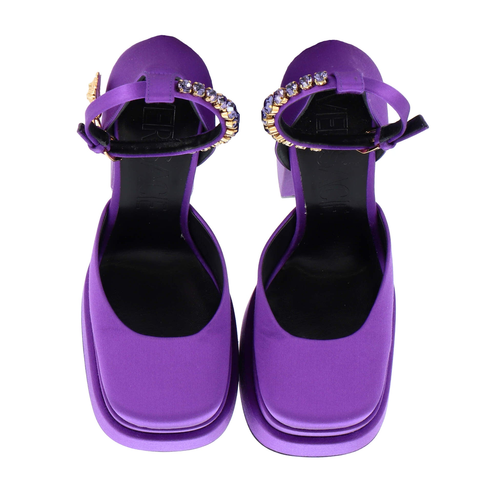 Women's Medusa Aevitas Platform Pumps Satin with Crystals