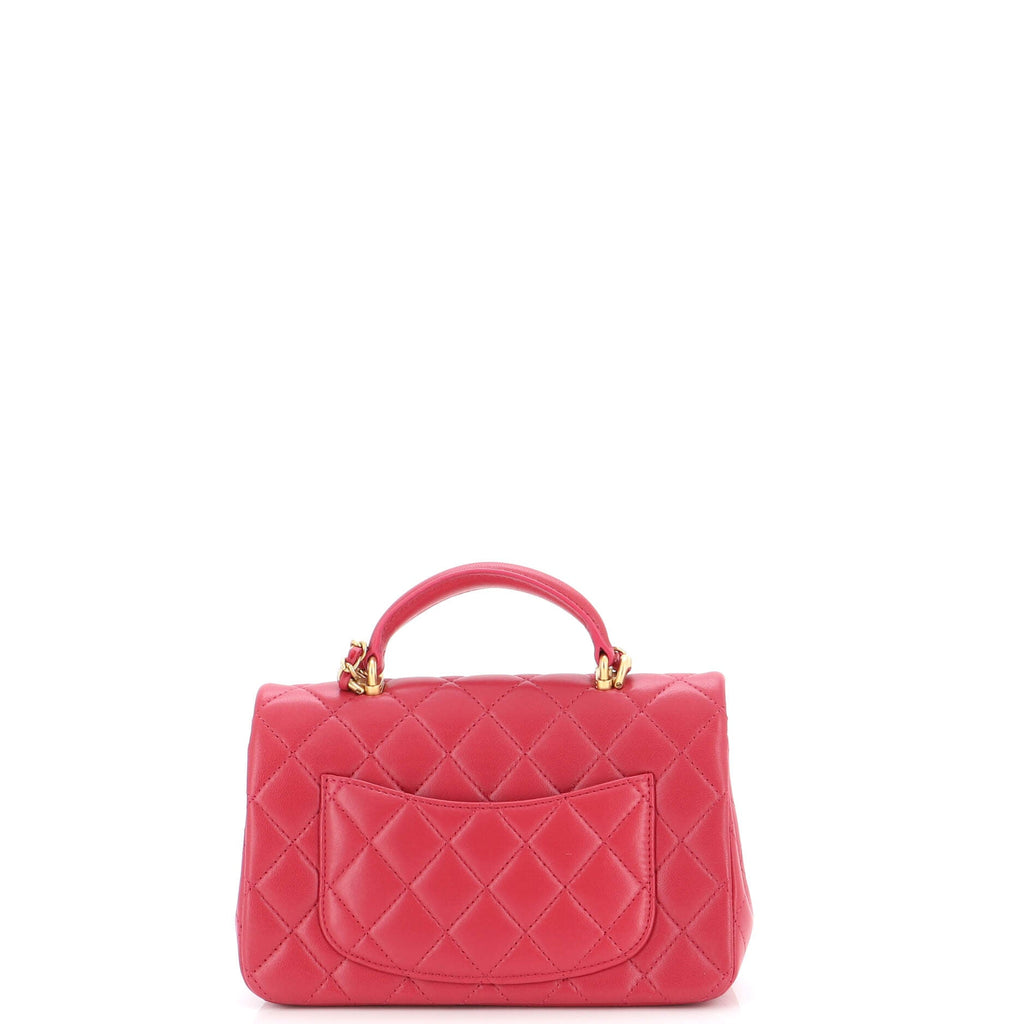 Classic Single Flap Top Handle Bag Quilted Lambskin Mini