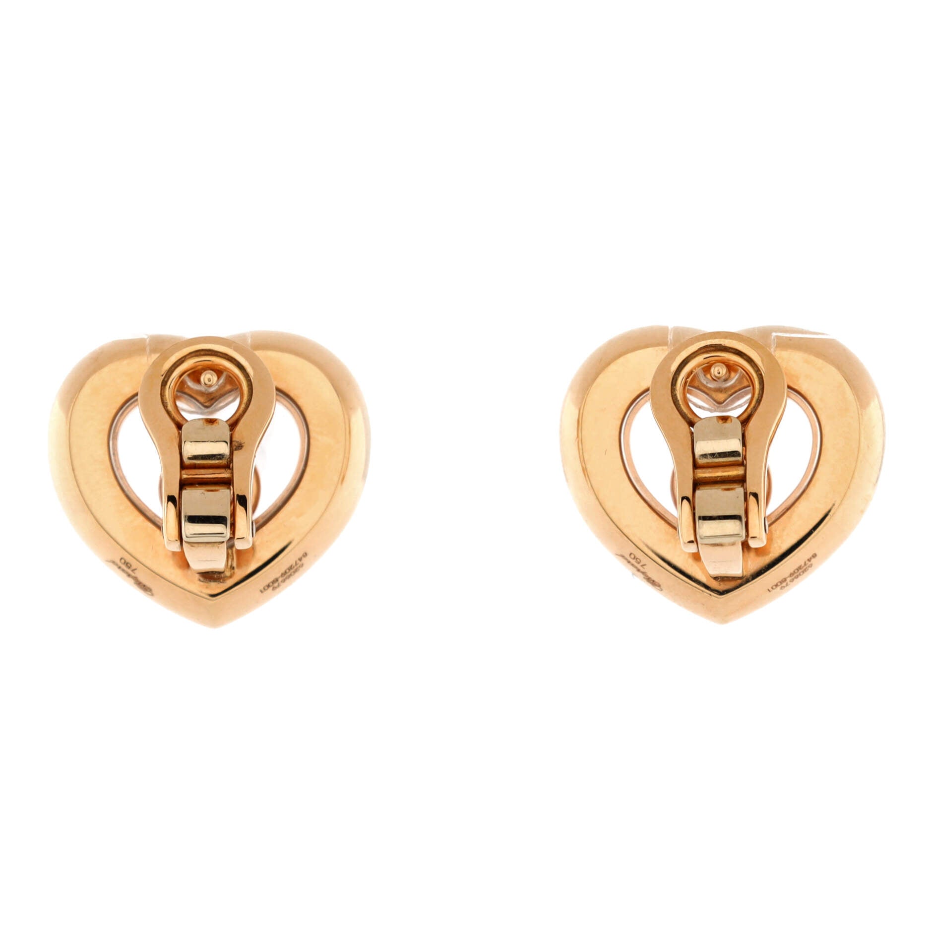 Happy Hearts Two Row Diamond Stud Earrings 18K Rose Gold with Pave Diamonds