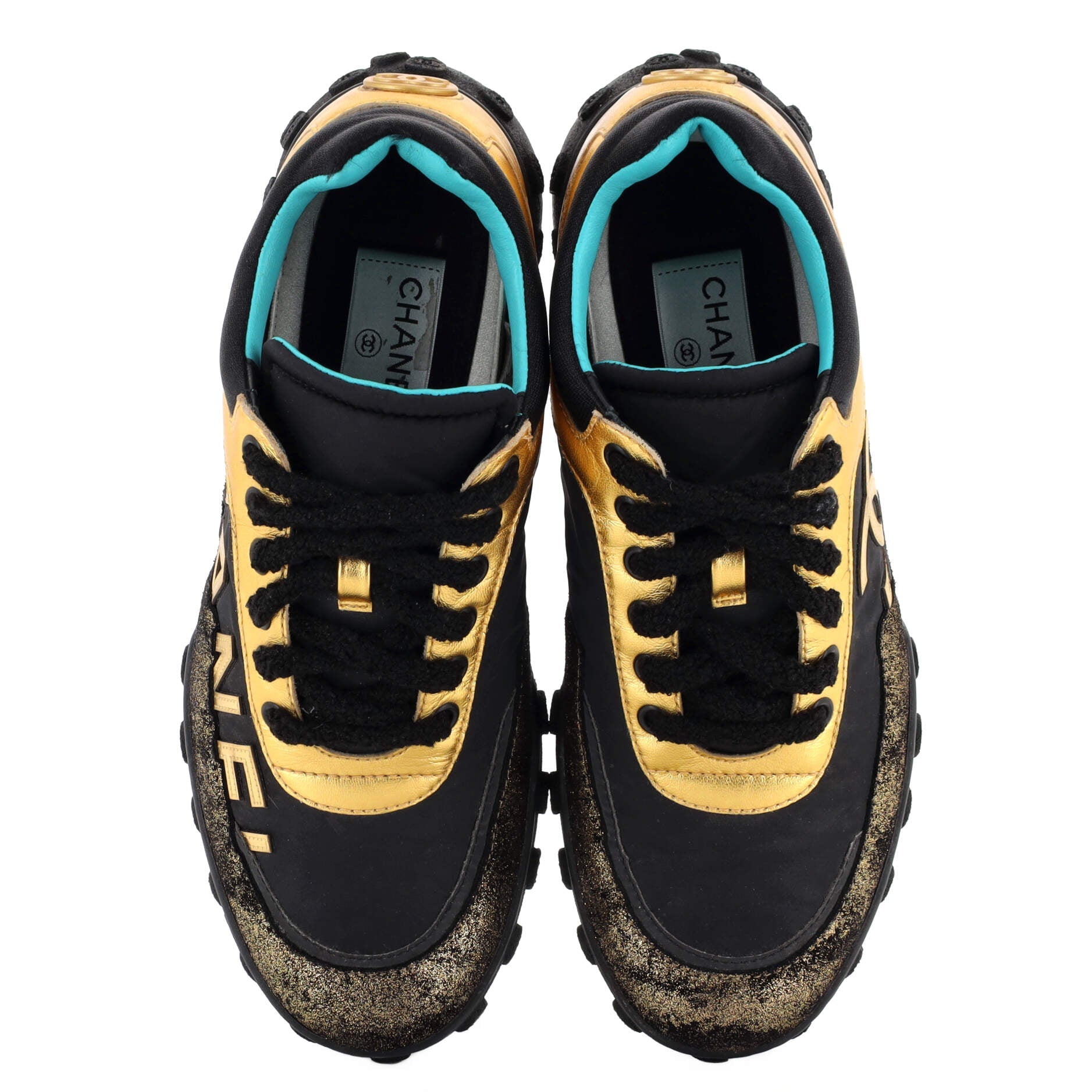 Women’s CC Logo Low-Top Sneakers Leather and Fabric