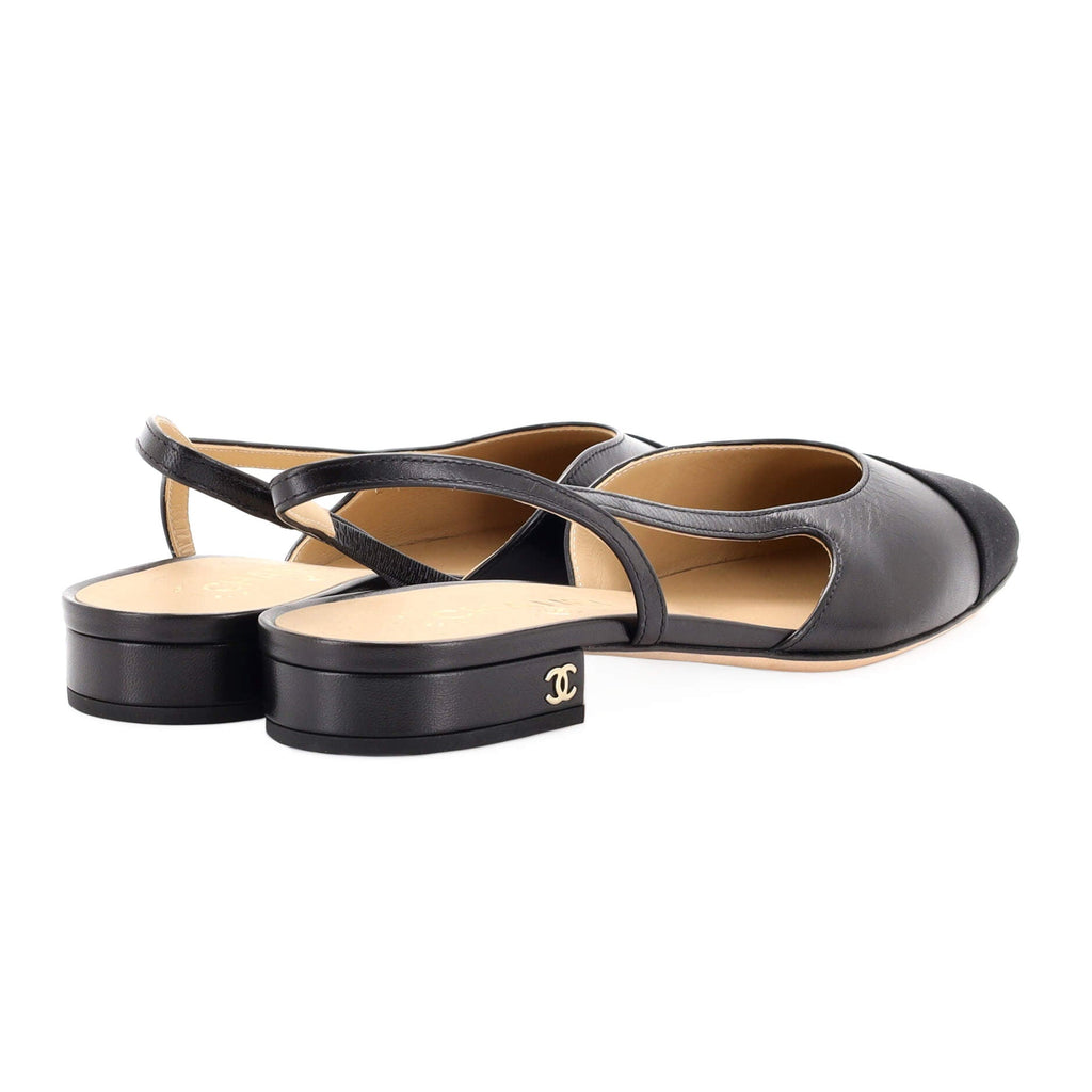 Women's Cap Toe CC Slingback Flats Leather