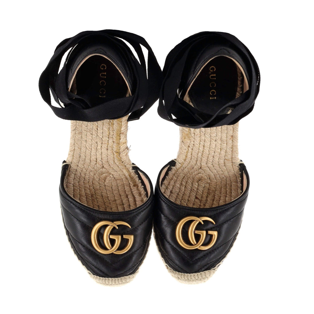 Women's GG Marmont Wedge Espadrilles Matelasse Leather