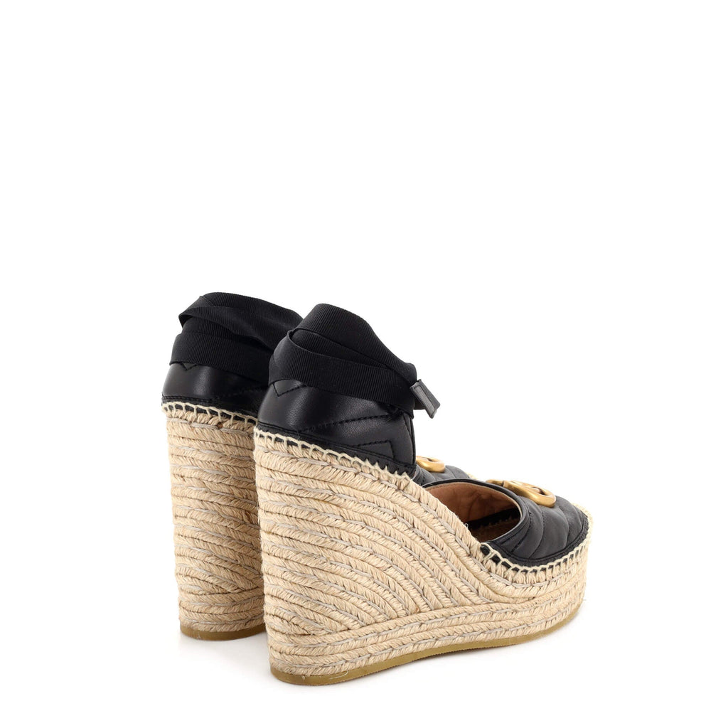 Women's GG Marmont Wedge Espadrilles Matelasse Leather