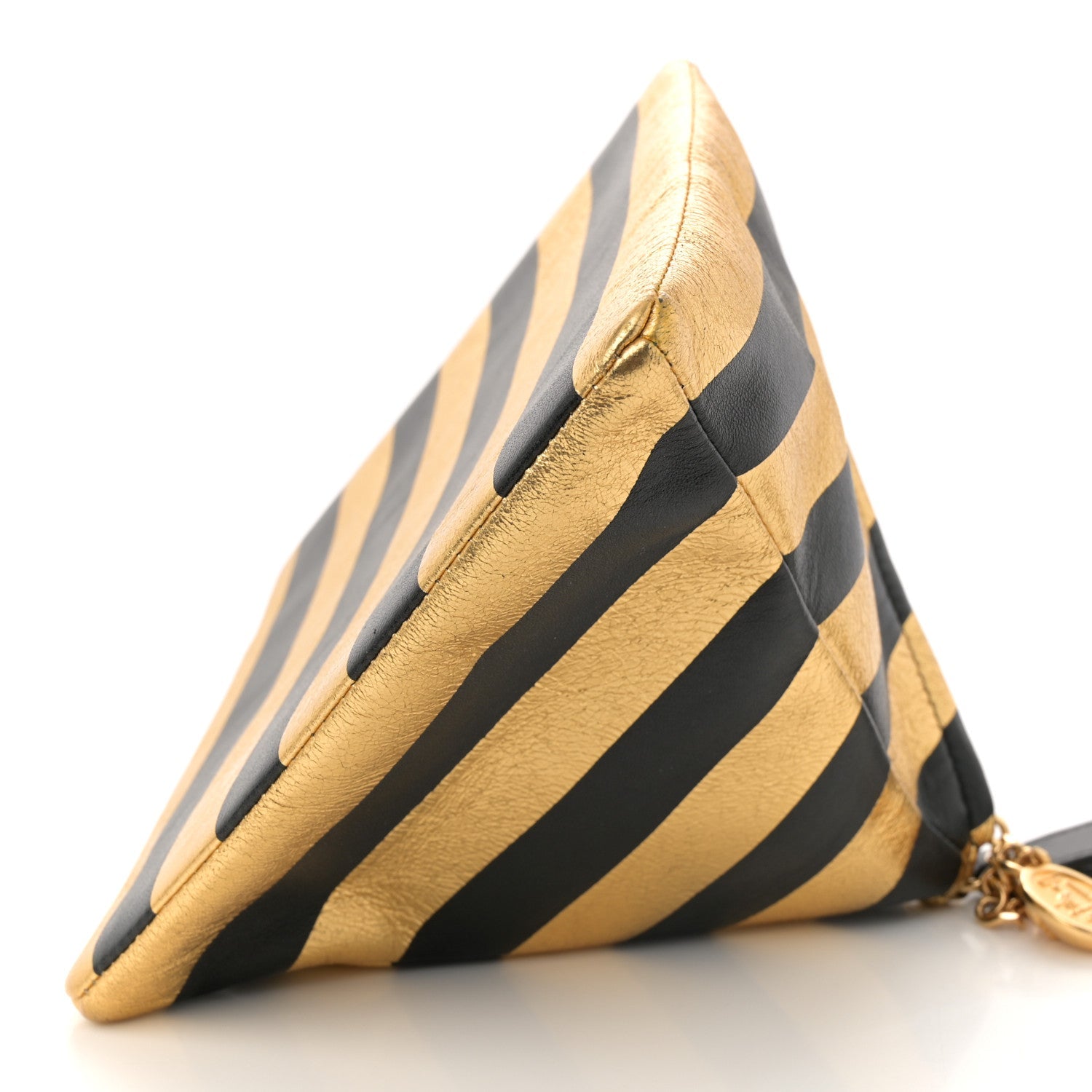 Metallic Lambskin CC Kheops Pyramid Bag Gold Black