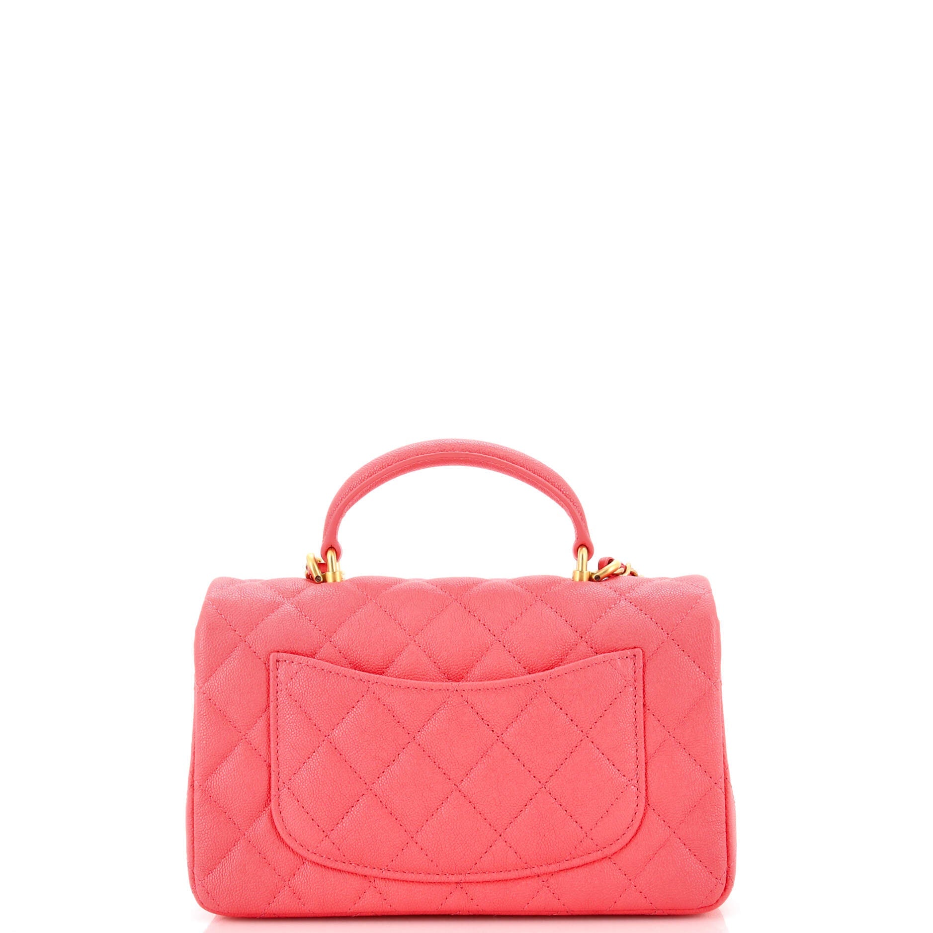 Classic Single Flap Top Handle Bag Quilted Caviar Mini