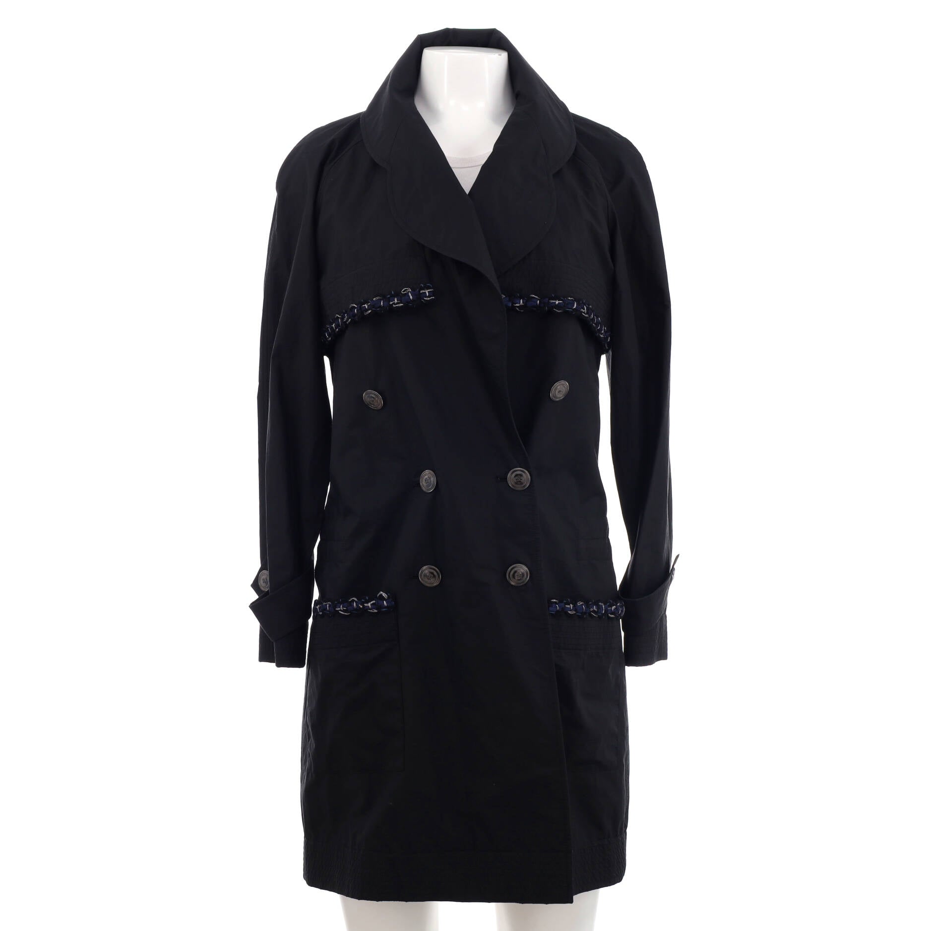 Women's Chain Double Breasted Trench Coat Cotton Blend