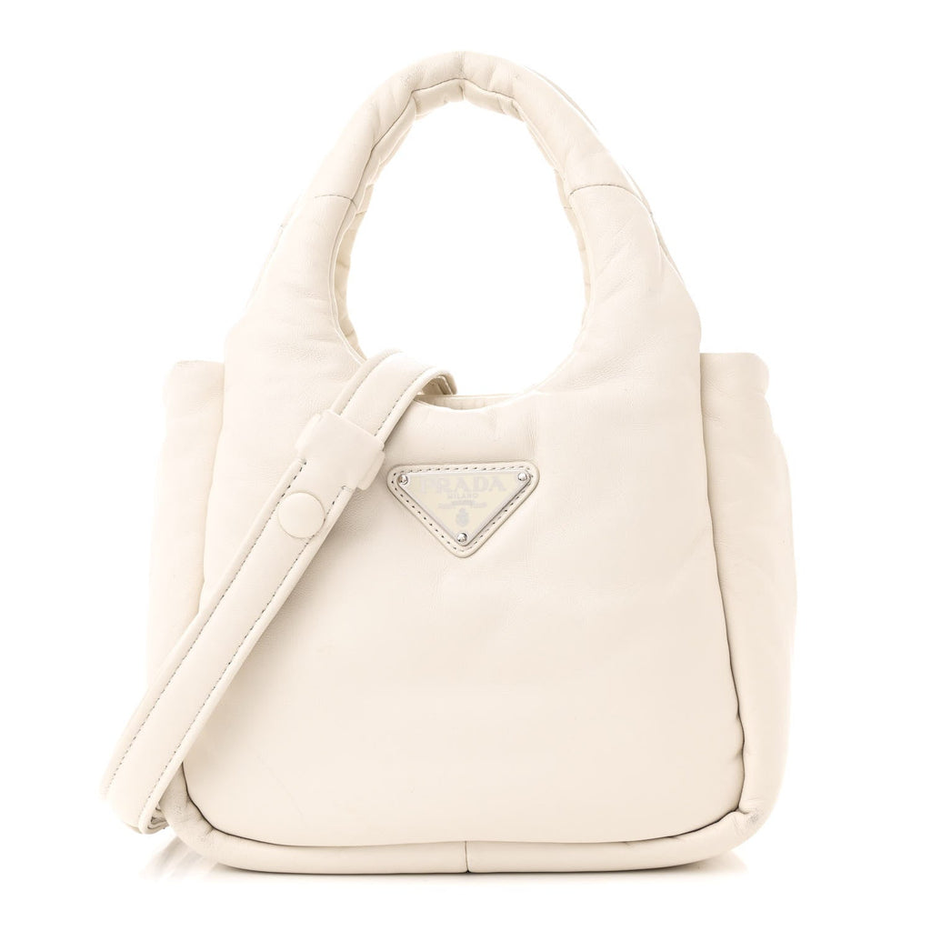 Nappa Soft Padded Small Double Handled Shoulder Bag White