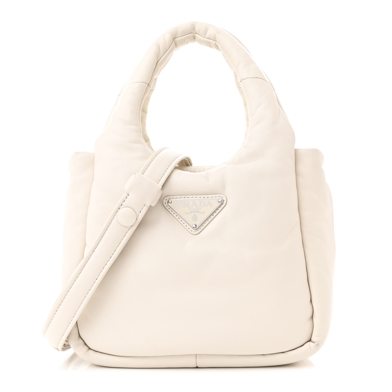 Nappa Soft Padded Small Double Handled Shoulder Bag White