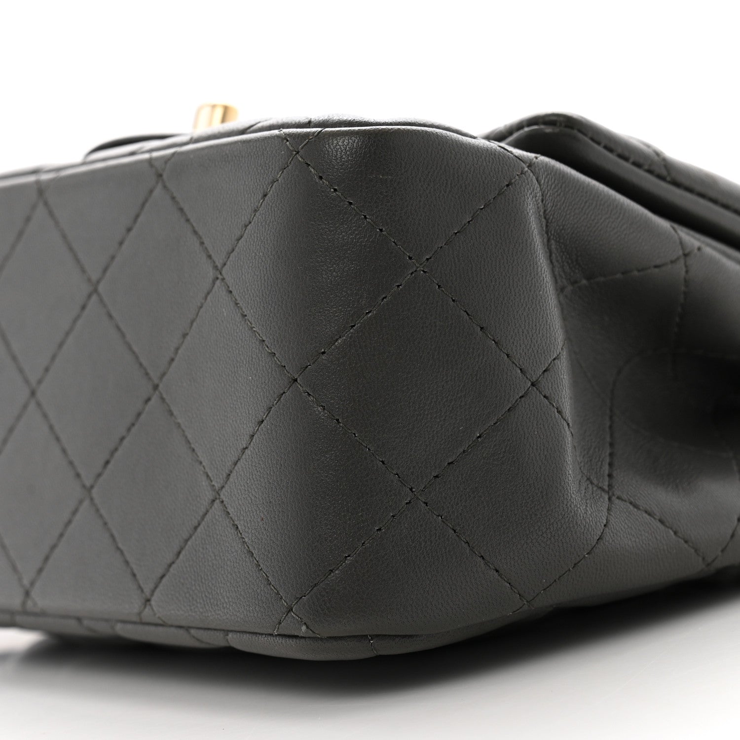 Lambskin Quilted Mini Square Flap Dark Grey