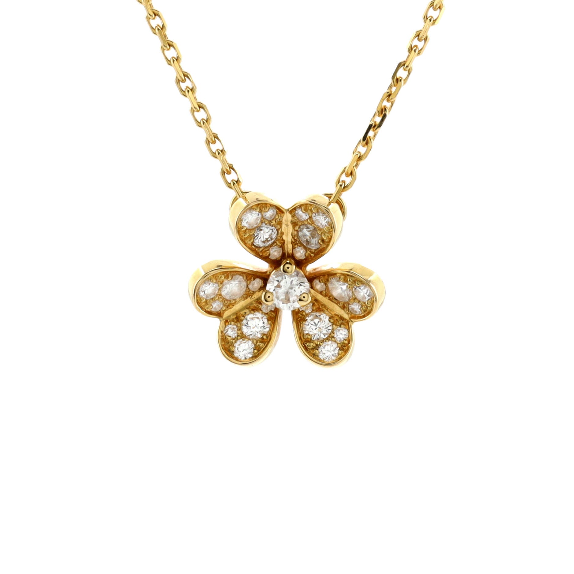 Frivole Pendant Necklace 18K Yellow Gold with Pave Diamonds Mini