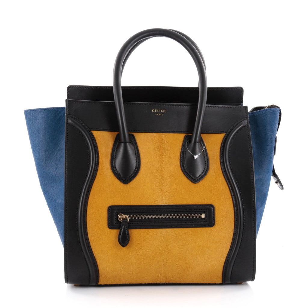 Tricolor Luggage Handbag Pony Hair and Leather Mini