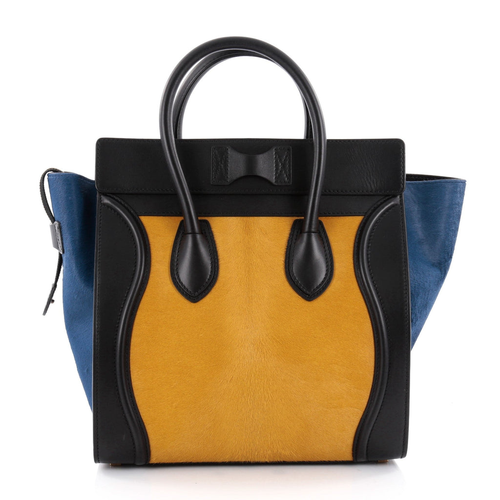 Tricolor Luggage Handbag Pony Hair and Leather Mini