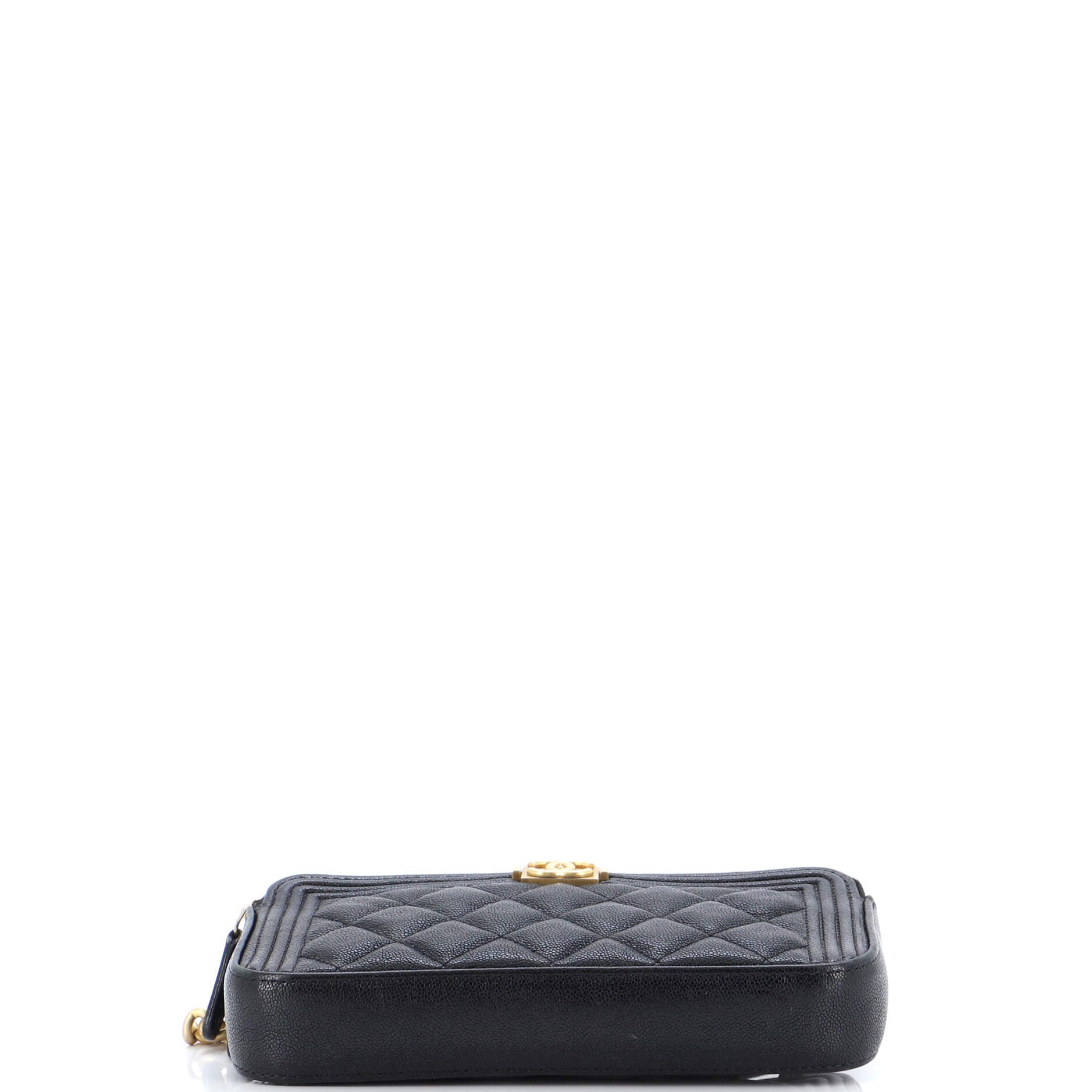 Boy Double Zip Clutch with Chain Quilted Caviar