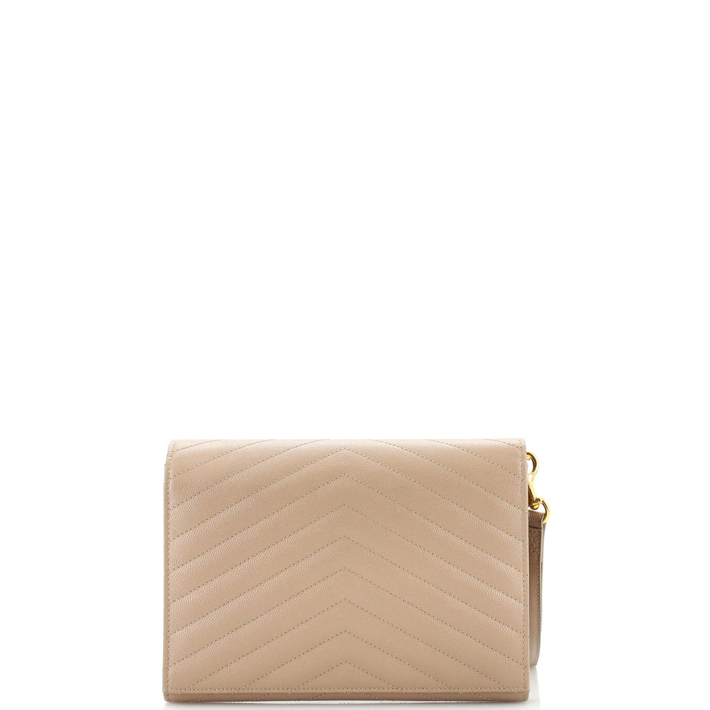 Classic Monogram Envelope Wristlet Clutch Matelasse Chevron Leather