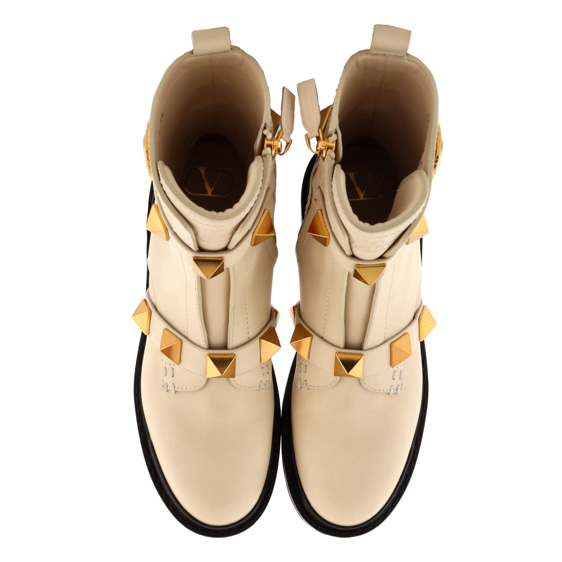 Women's Roman Stud Combat Ankle Boots Leather