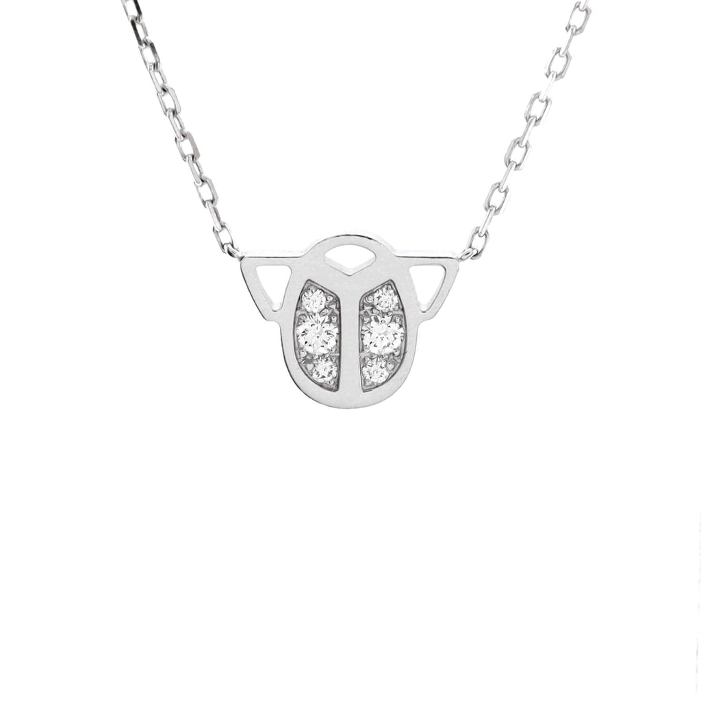 Scarab Pendant Necklace 18K White Gold with Diamonds