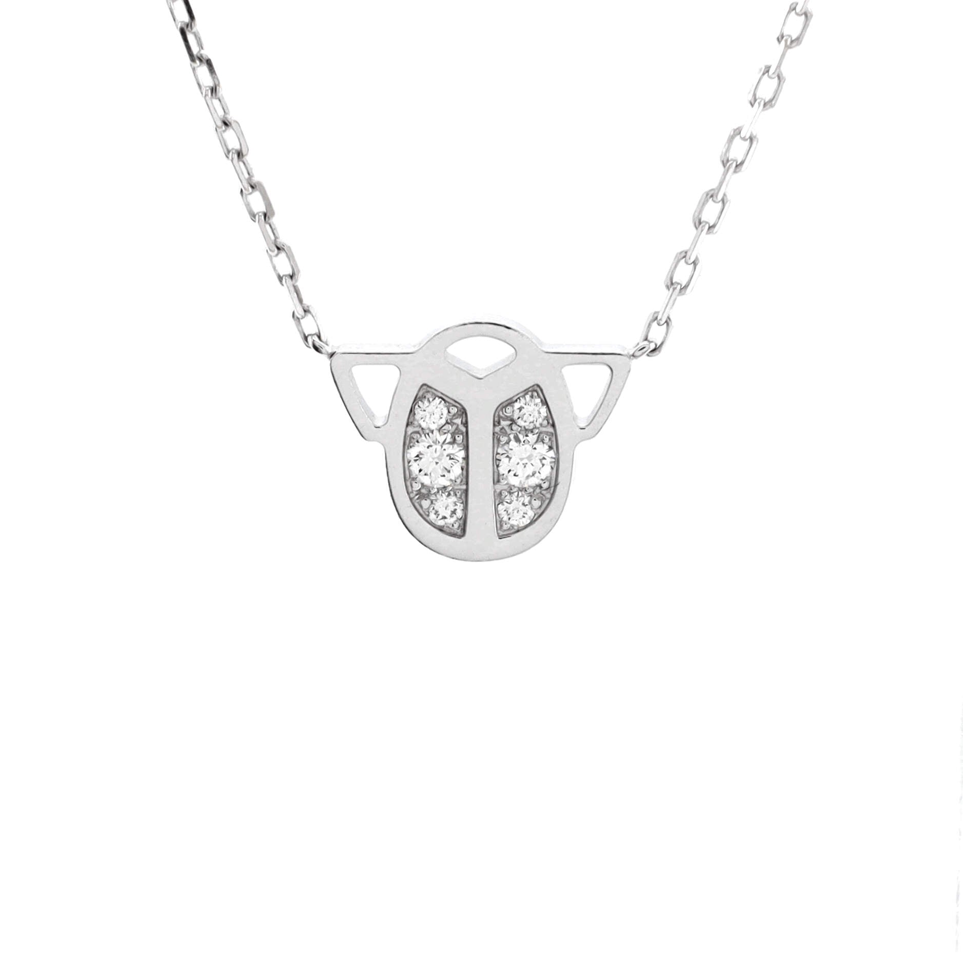 Scarab Pendant Necklace 18K White Gold with Diamonds